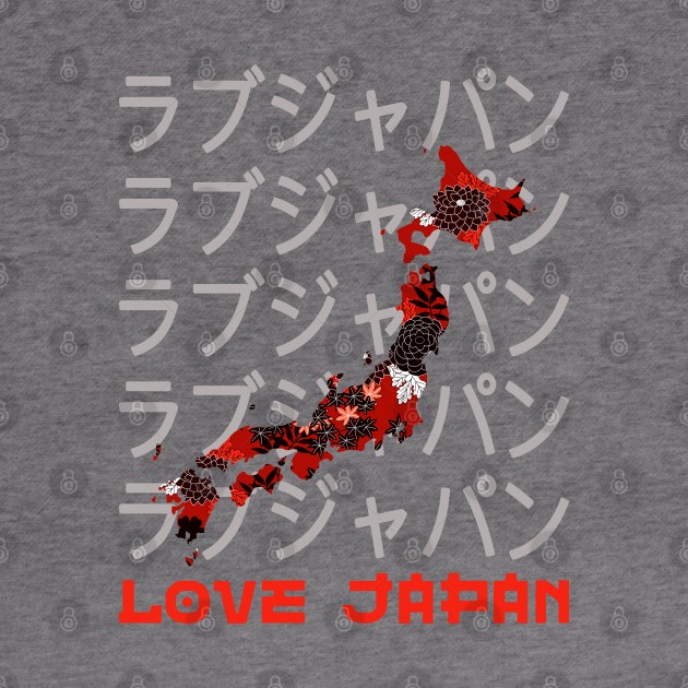 Japan Map Travel Japanese Lover Symbol Kanji Love Japan Retro 257 by dvongart